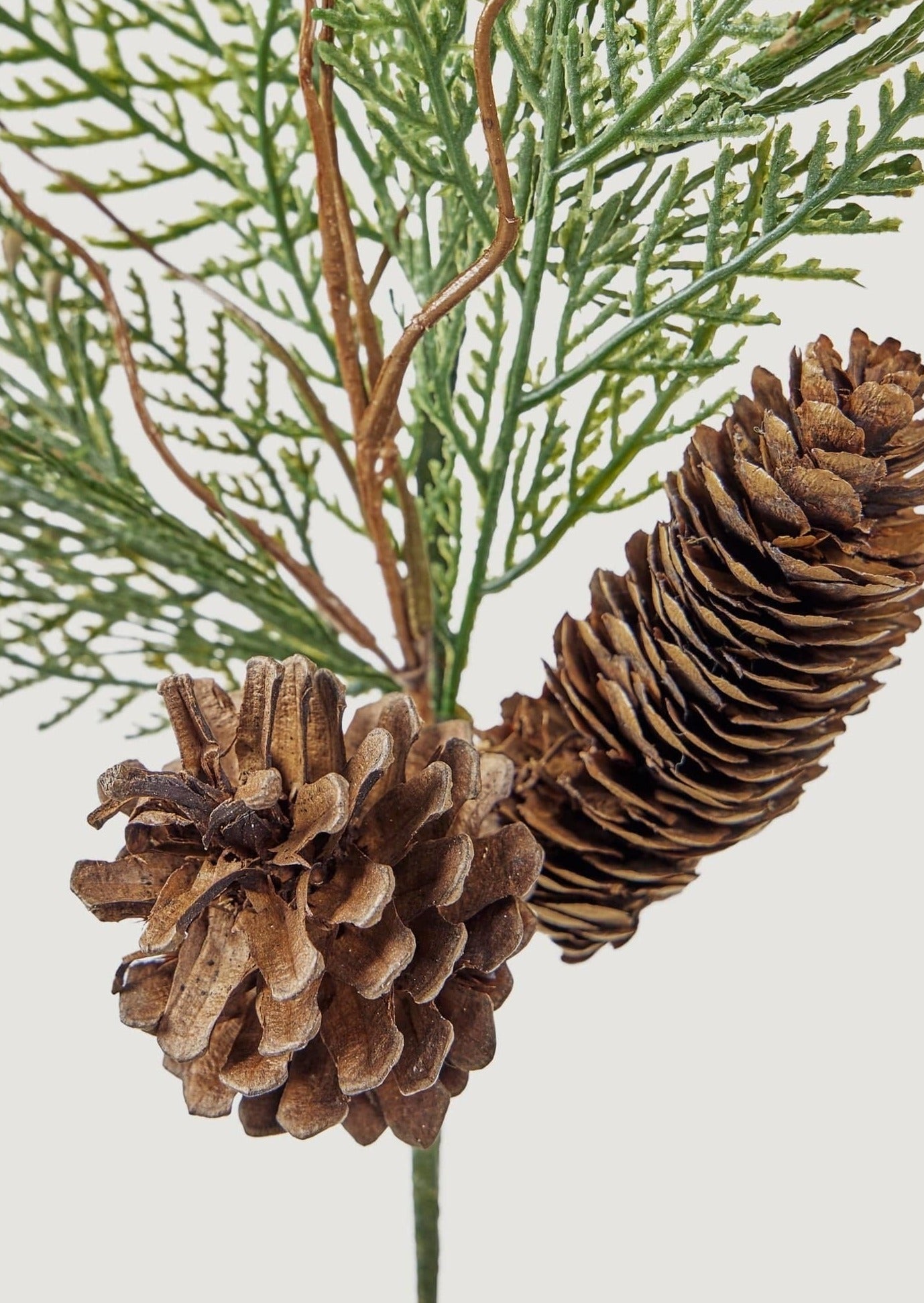 Faux Cedar and Pine Cone Branch - 22"