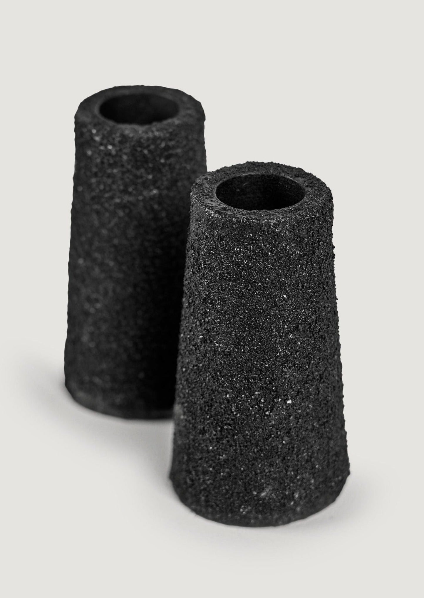 Set of 2 Metal Taper Candle Holders with Pumice Texture - 3.25"