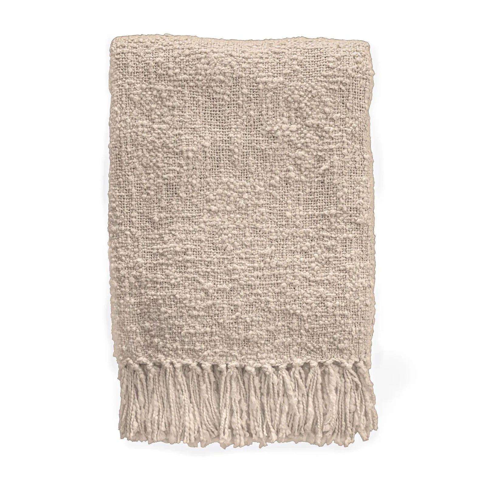 Beige Throw with Fringe Throw