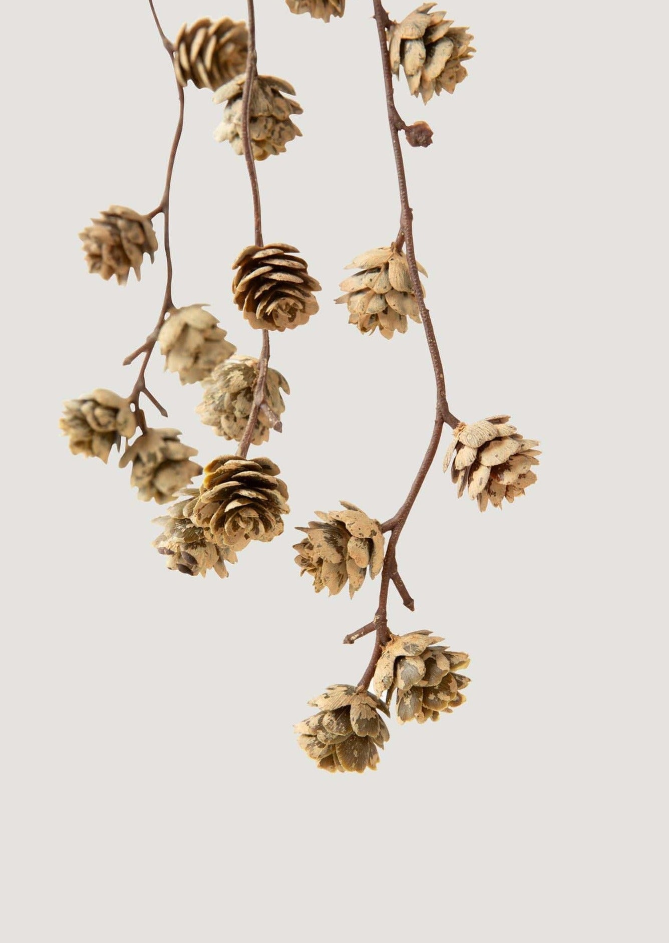 Artificial Hanging Light Brown Pine Cone Branch - 51"